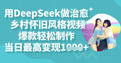 用DeepSeek做治愈乡村怀旧风格视频，爆款轻松制作，当日最高变现多张-轻创终点站